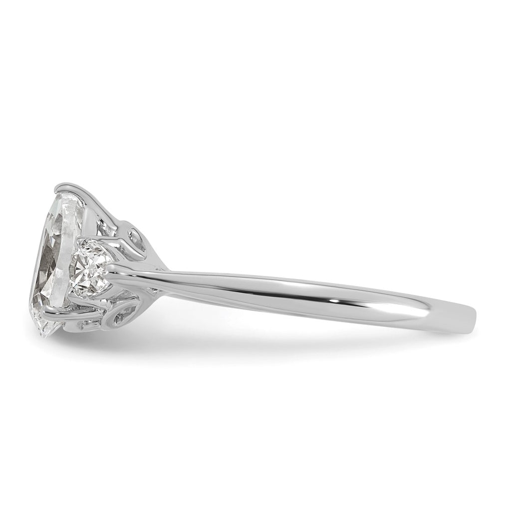 14K Yellow Or White Gold Certified Lab Grown Diamond VS+ F+ Pear Complete Three Stone Engagement Ring