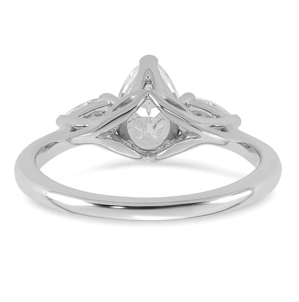 14K Yellow Or White Gold Certified Lab Grown Diamond VS+ F+ Pear Complete Three Stone Engagement Ring