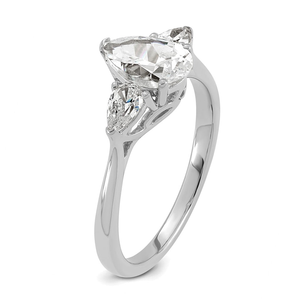 14K Yellow Or White Gold Certified Lab Grown Diamond VS+ F+ Pear Complete Three Stone Engagement Ring