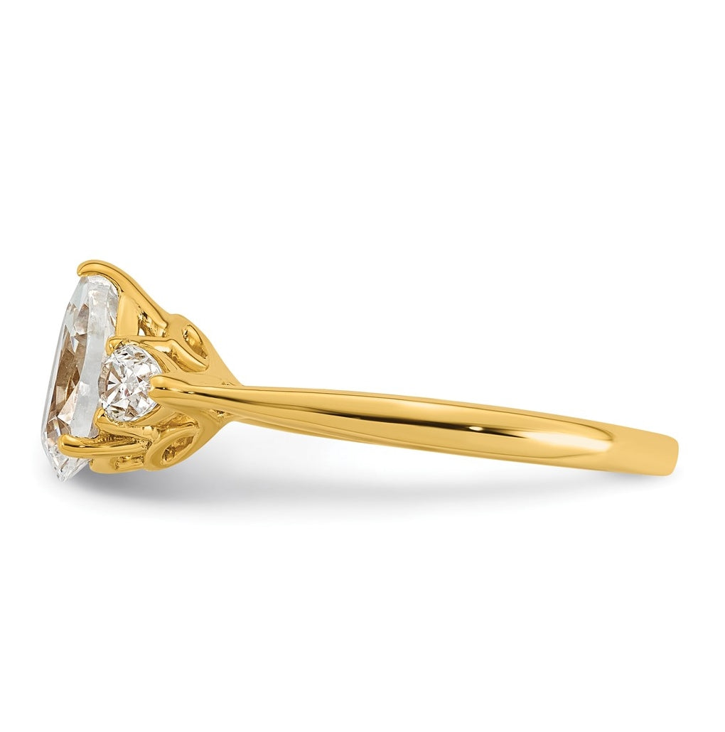 14K Yellow Or White Gold Certified Lab Grown Diamond VS+ F+ Pear Complete Three Stone Engagement Ring