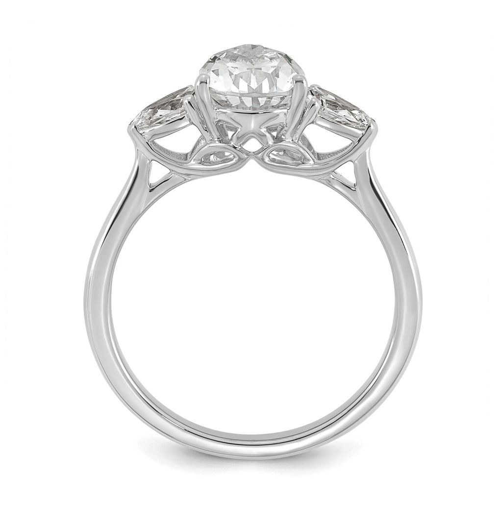 14K Yellow Or White Gold Certified Lab Grown Diamond VS+ F+ Pear Complete Three Stone Engagement Ring