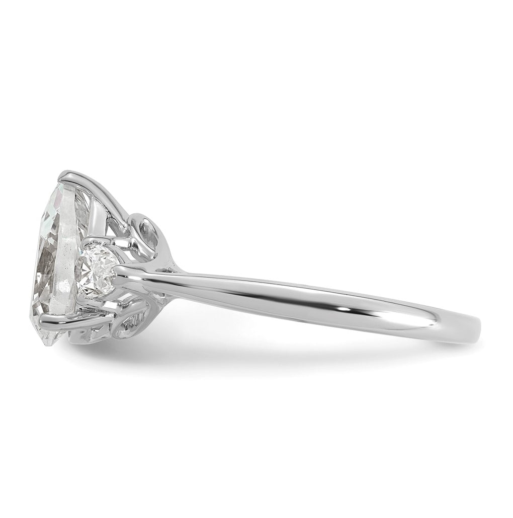 14K Yellow Or White Gold Certified Lab Grown Diamond VS+ F+ Pear Complete Three Stone Engagement Ring