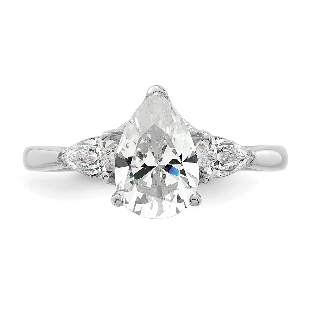 14K Yellow Or White Gold Certified Lab Grown Diamond VS+ F+ Pear Complete Three Stone Engagement Ring