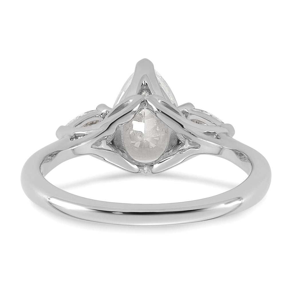 14K Yellow Or White Gold Certified Lab Grown Diamond VS+ F+ Pear Complete Three Stone Engagement Ring