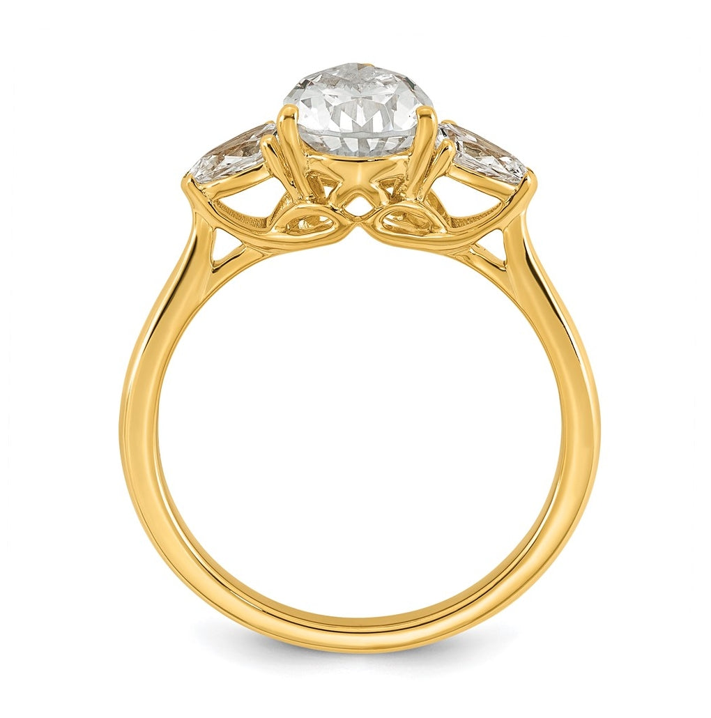 14K Yellow Or White Gold Certified Lab Grown Diamond VS+ F+ Pear Complete Three Stone Engagement Ring