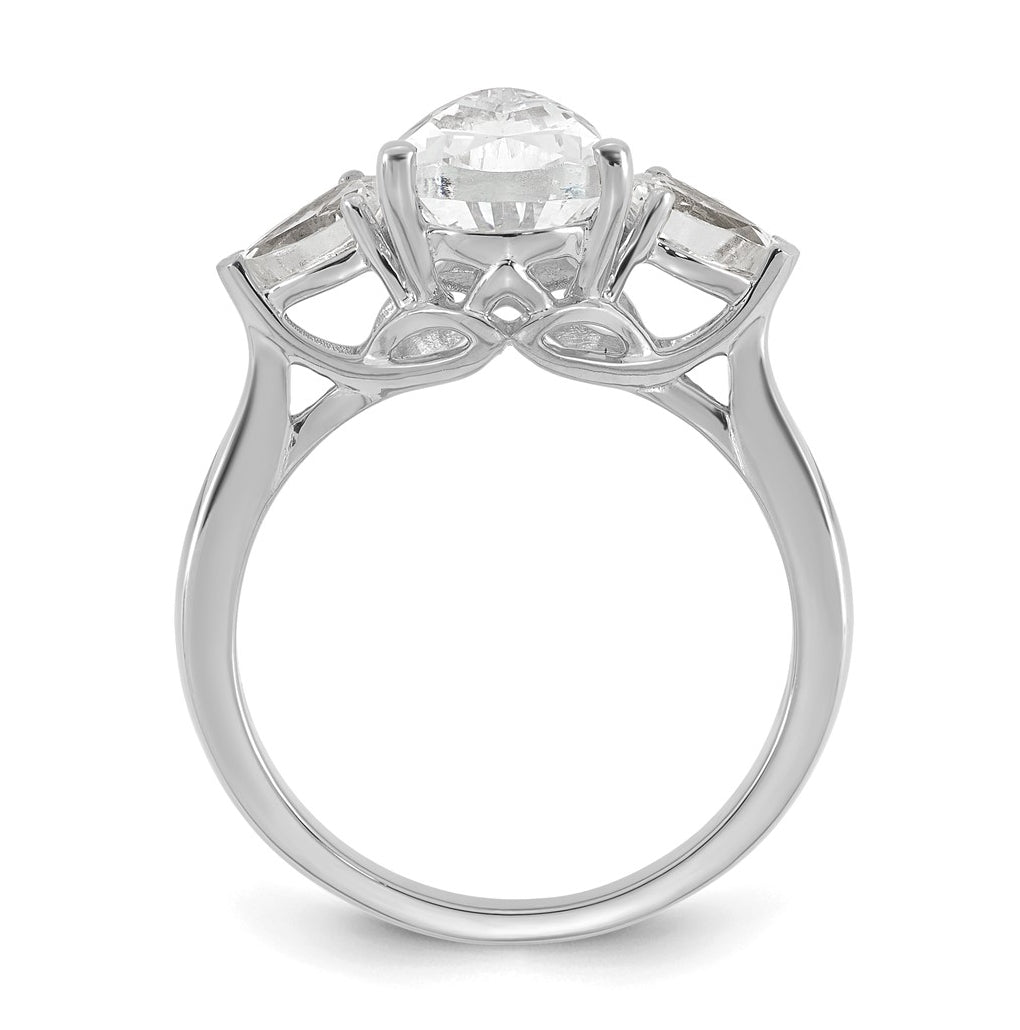 14K Yellow Or White Gold Lab Grown Diamond VS+ F+ Pear Complete Three Stone Engagement Ring