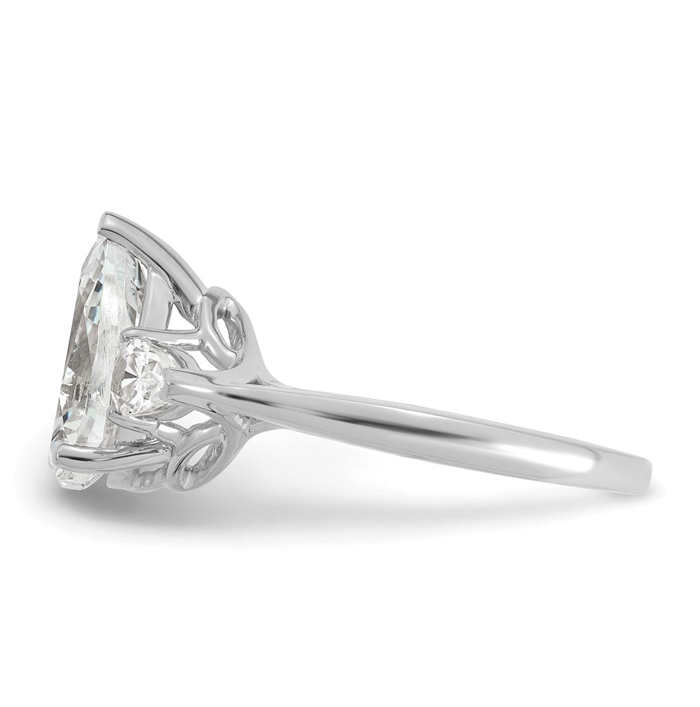 14K Yellow Or White Gold Lab Grown Diamond VS+ F+ Pear Complete Three Stone Engagement Ring