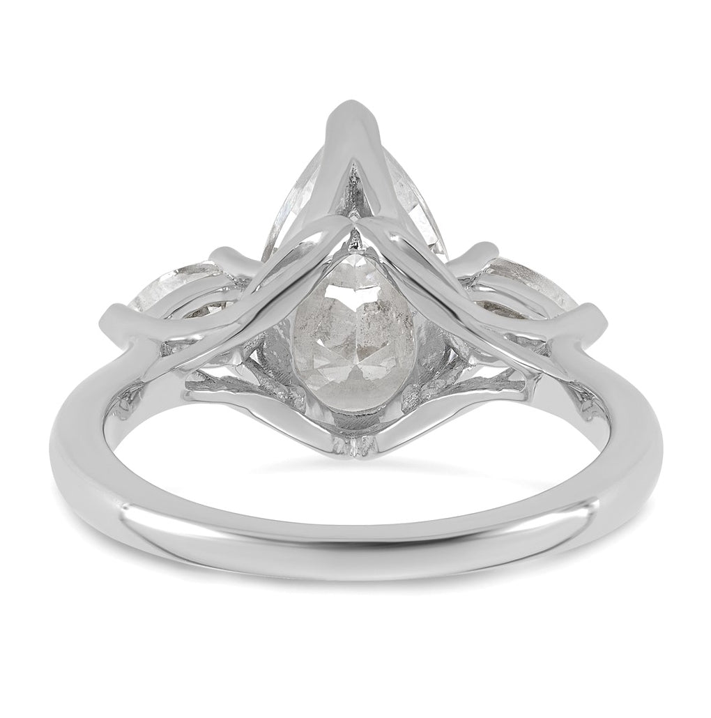14K Yellow Or White Gold Certified Lab Grown Diamond VS+ F+ Pear Complete Three Stone Engagement Ring