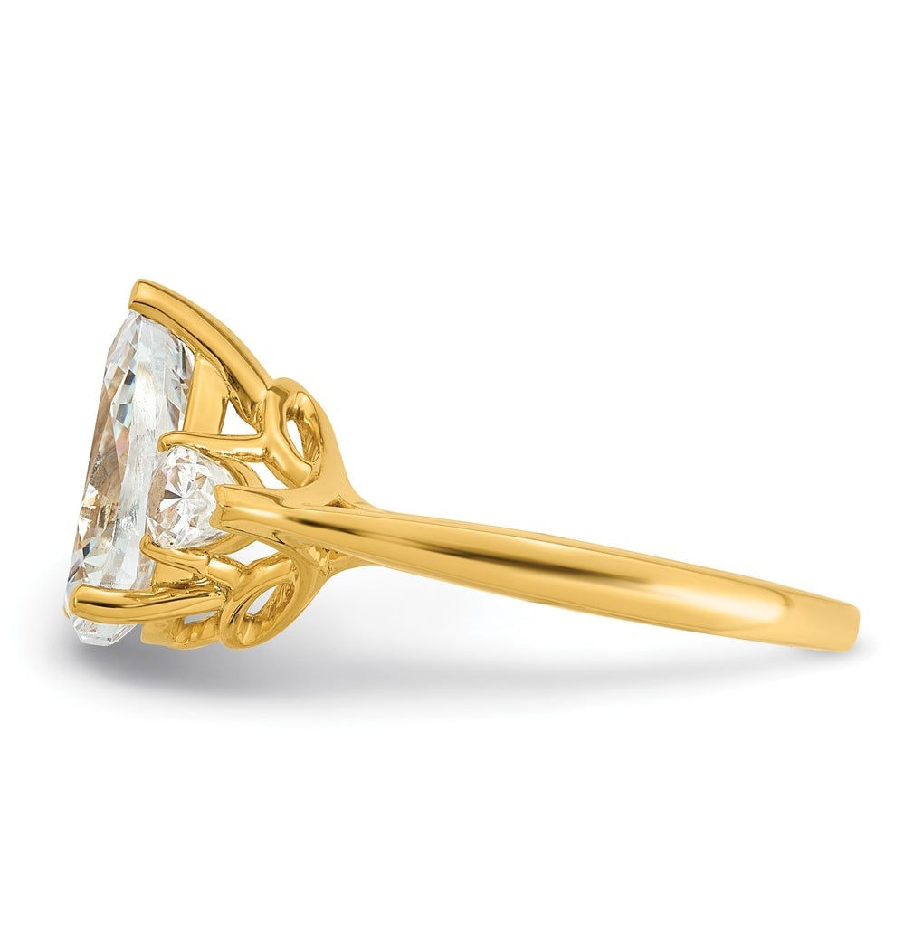 14K Yellow Or White Gold Certified Lab Grown Diamond VS+ F+ Pear Complete Three Stone Engagement Ring