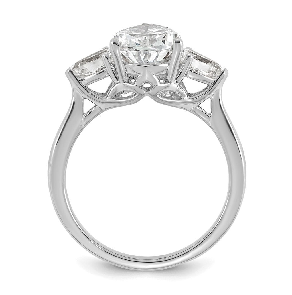 14K Yellow Or White Gold Lab Grown Diamond VS+ F+ Pear Complete Three Stone Engagement Ring