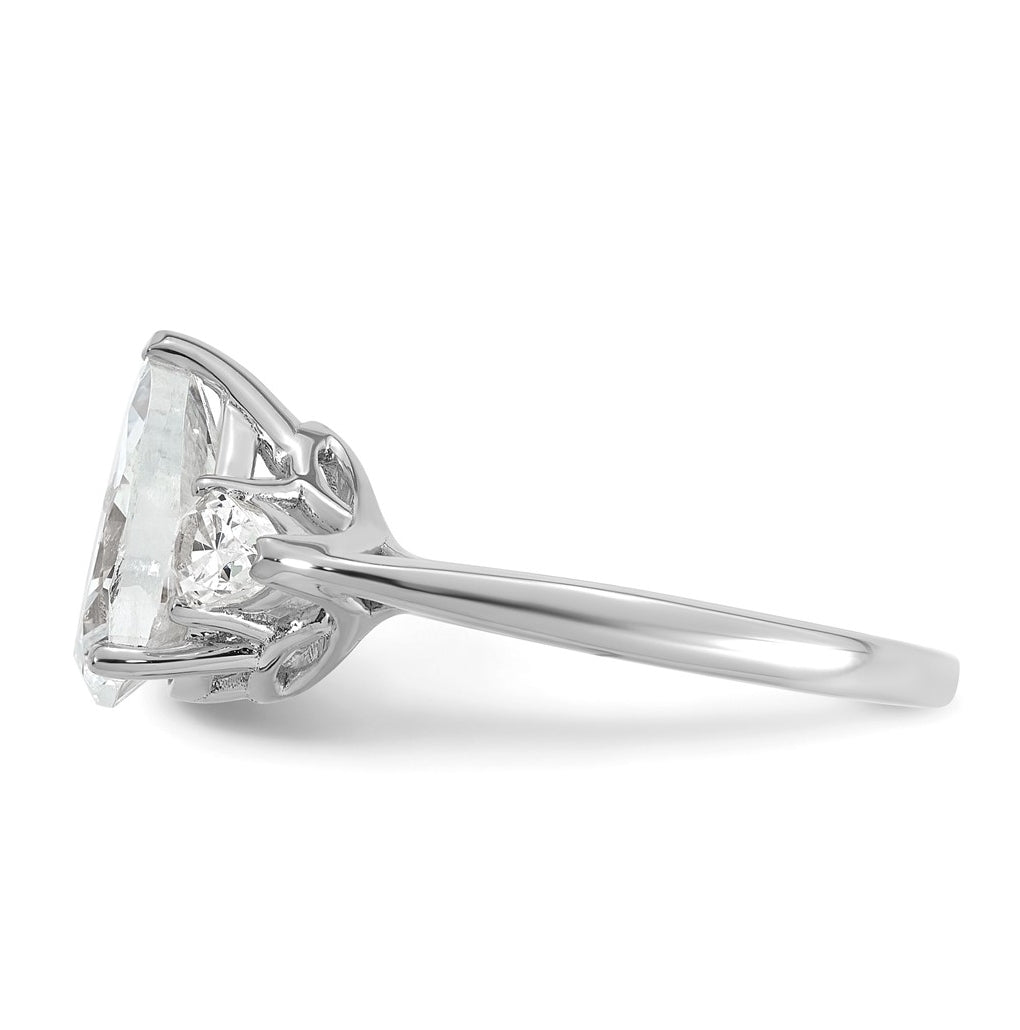14K Yellow Or White Gold Lab Grown Diamond VS+ F+ Pear Complete Three Stone Engagement Ring