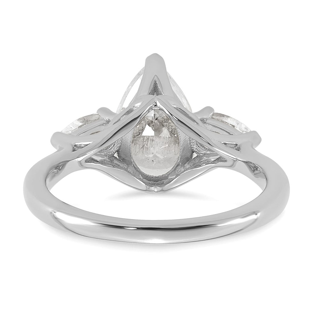 14K Yellow Or White Gold Lab Grown Diamond VS+ F+ Pear Complete Three Stone Engagement Ring
