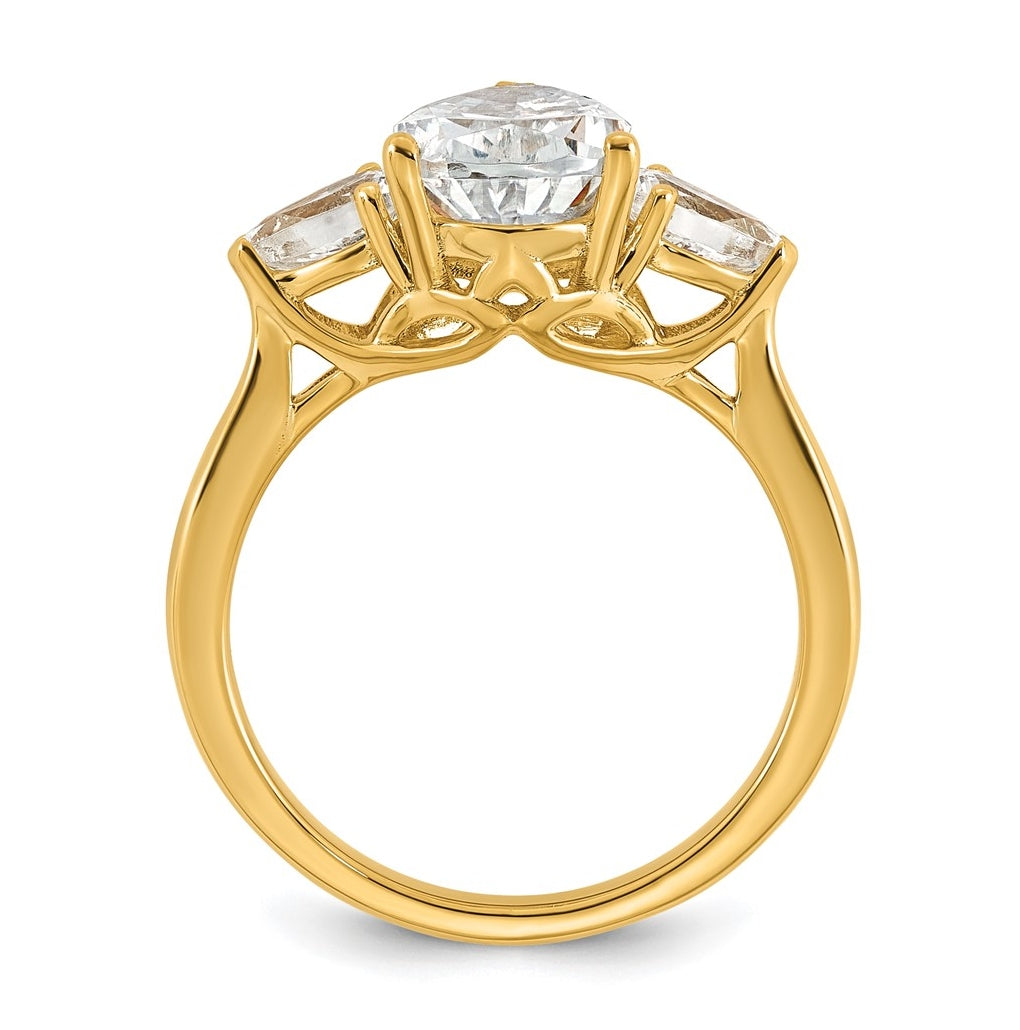14K Yellow Or White Gold Certified Lab Grown Diamond VS+ F+ Pear Complete Three Stone Engagement Ring
