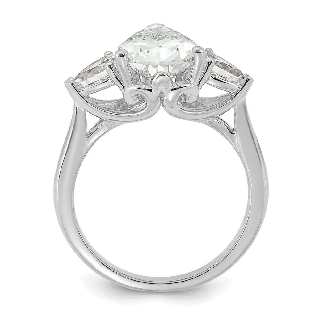 14K Yellow Or White Gold Lab Grown Diamond VS+ F+ Pear Complete Three Stone Engagement Ring