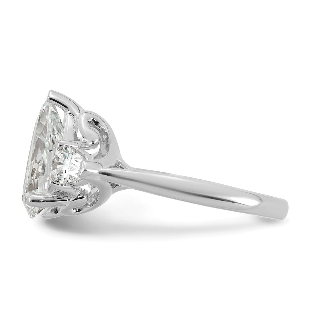 14K Yellow Or White Gold Certified Lab Grown Diamond VS+ F+ Pear Complete Three Stone Engagement Ring