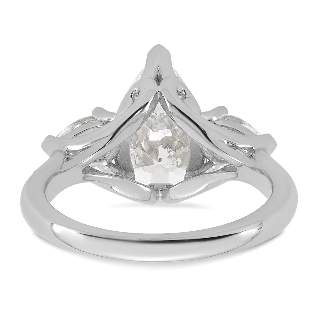 14K Yellow Or White Gold Certified Lab Grown Diamond VS+ F+ Pear Complete Three Stone Engagement Ring