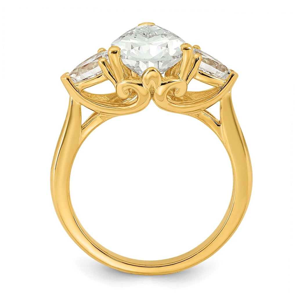 14K Yellow Or White Gold Certified Lab Grown Diamond VS+ F+ Pear Complete Three Stone Engagement Ring