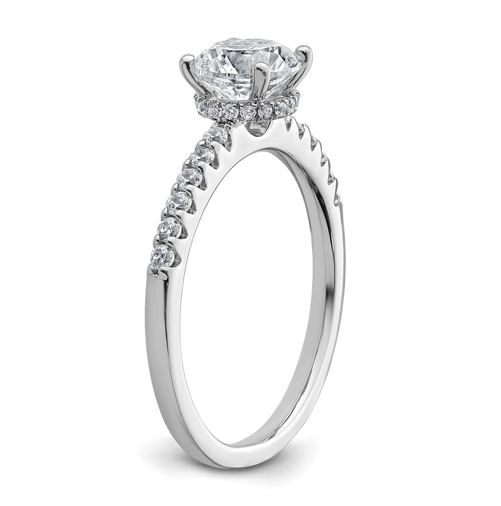 14k White Gold 1 1/4 carat Lab Grown Diamond VS+ F+ Round Complete Engagement Ring