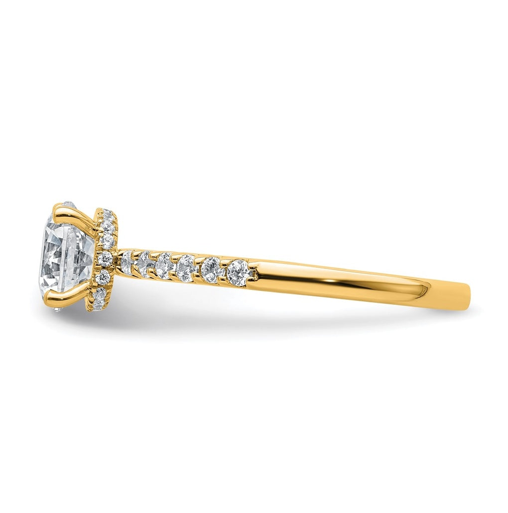 14k Yellow Gold 1 1/4 carat Lab Grown Diamond VS+ F+ Round Complete Engagement Ring