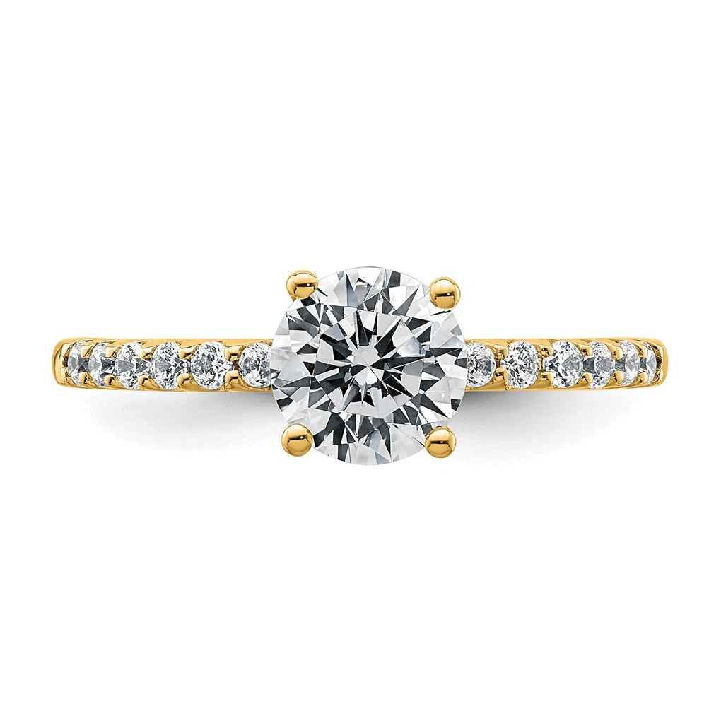 14k Yellow Gold 1 1/4 carat Lab Grown Diamond VS+ F+ Round Complete Engagement Ring