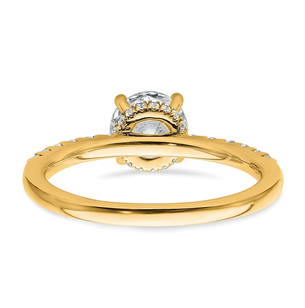 14k Yellow Gold 1 1/4 carat Lab Grown Diamond VS+ F+ Round Complete Engagement Ring