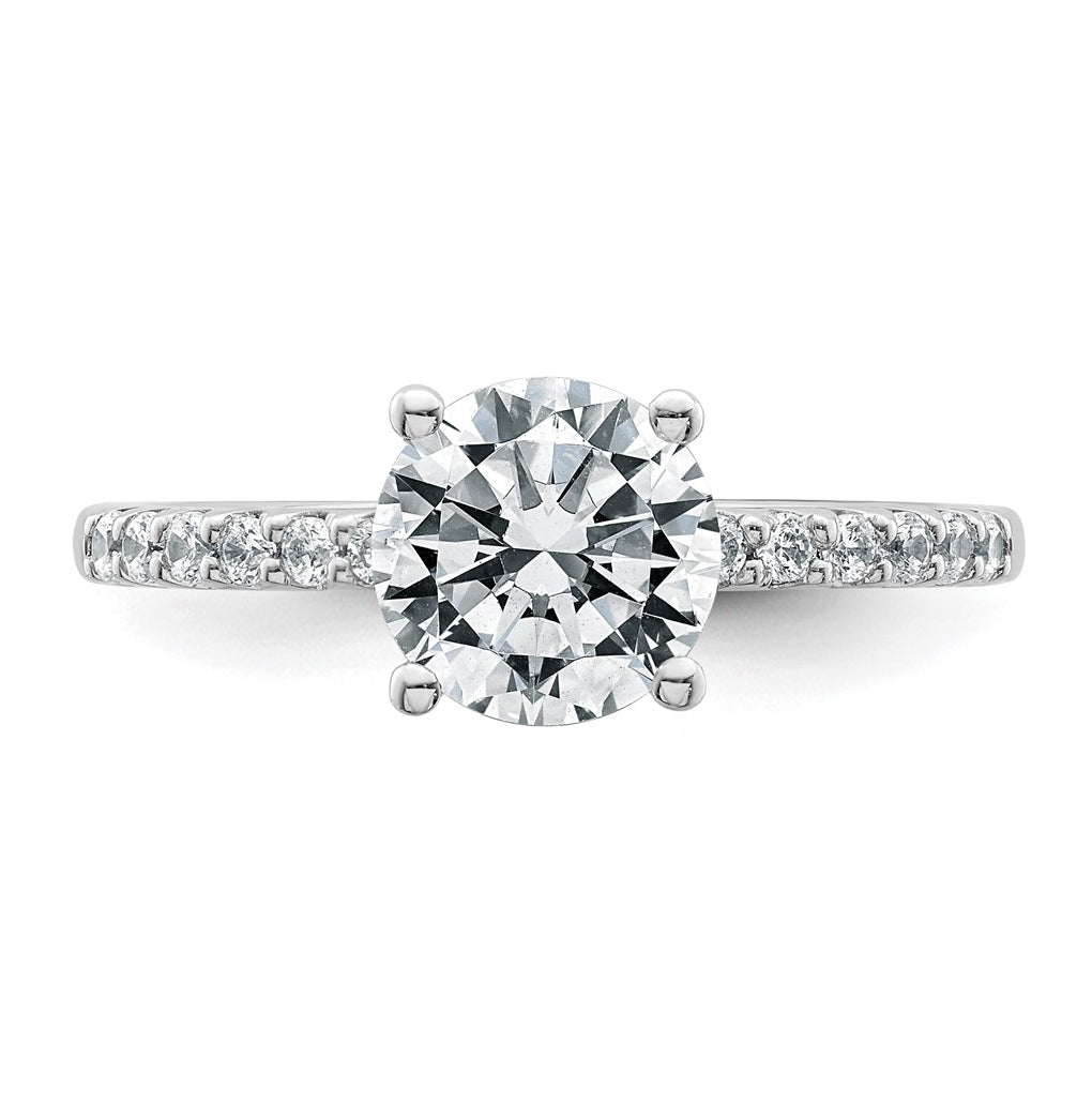 14k White Gold 1 3/4 carat Lab Grown Diamond VS+ F+ Round Complete Engagement Ring