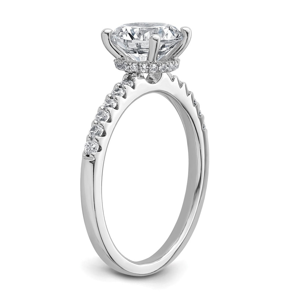 14k White Gold 1 3/4 carat Lab Grown Diamond VS+ F+ Round Complete Engagement Ring