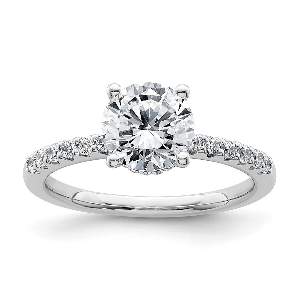 14k White Gold 1 3/4 carat Lab Grown Diamond VS+ F+ Round Complete Engagement Ring