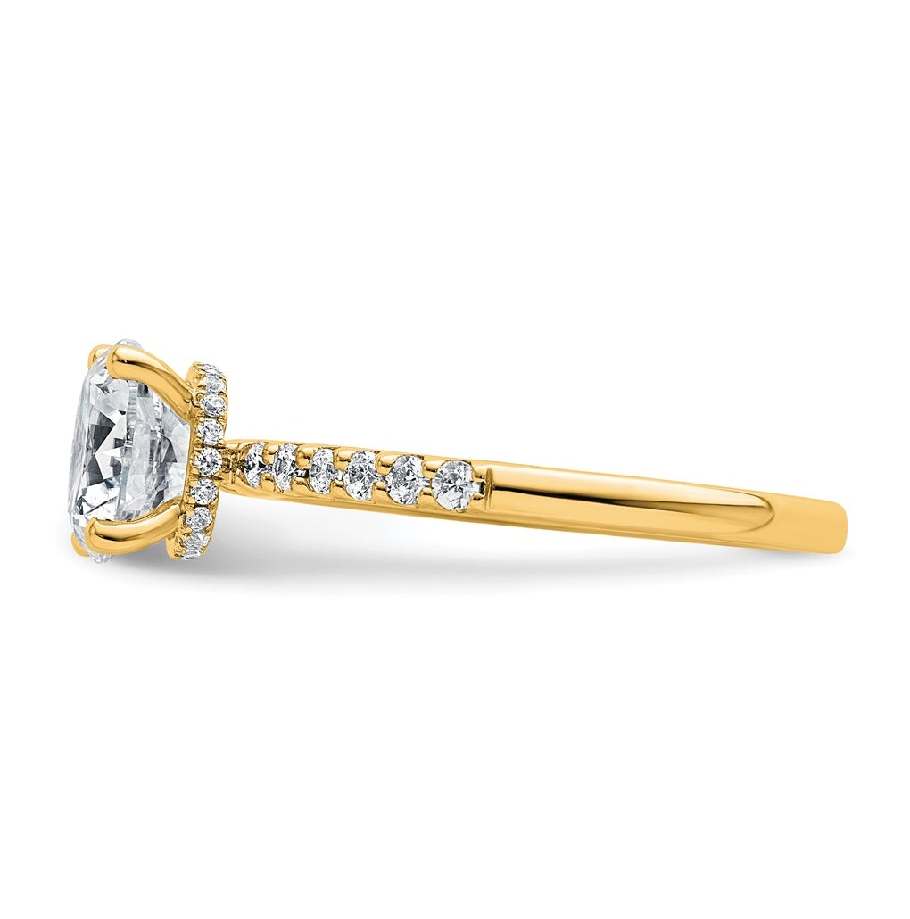 14k Yellow Gold 1 3/4 carat Lab Grown Diamond VS+ F+ Round Complete Engagement Ring