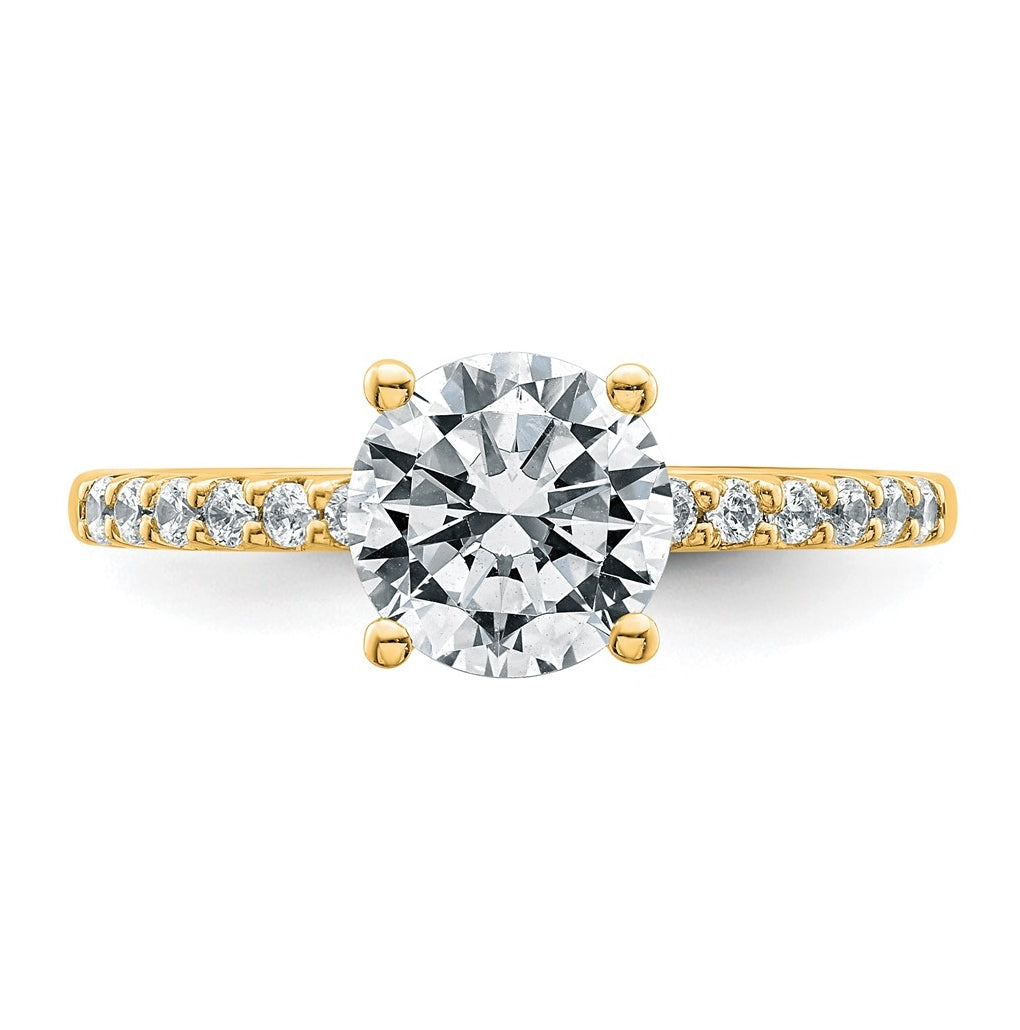14k Yellow Gold 1 3/4 carat Lab Grown Diamond VS+ F+ Round Complete Engagement Ring