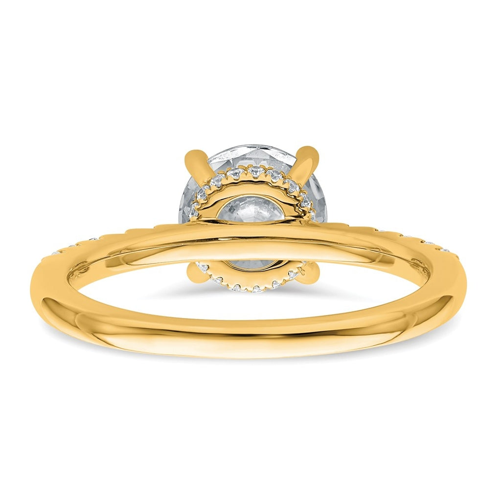 14k Yellow Gold 1 3/4 carat Lab Grown Diamond VS+ F+ Round Complete Engagement Ring