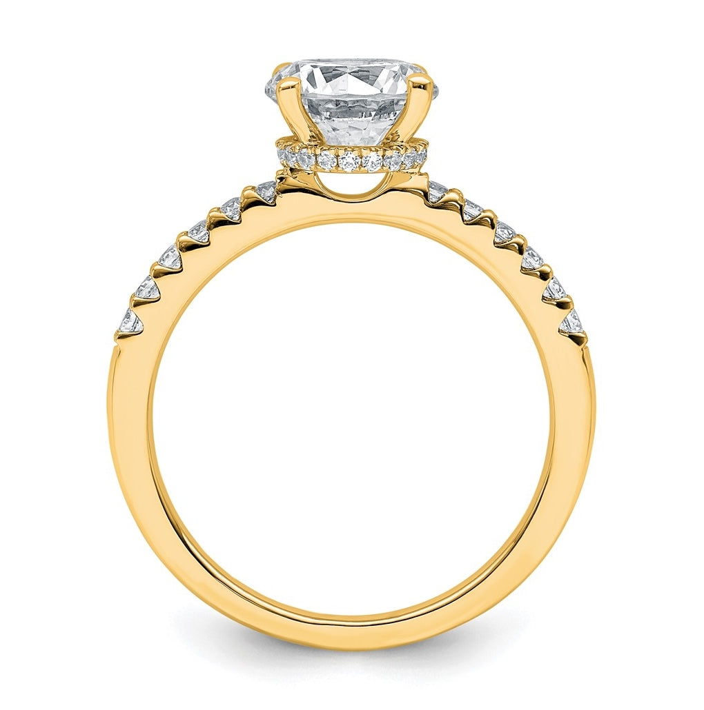 14k Yellow Gold 1 3/4 carat Certified Lab Grown Diamond VS+ F+ Round Complete Engagement Ring