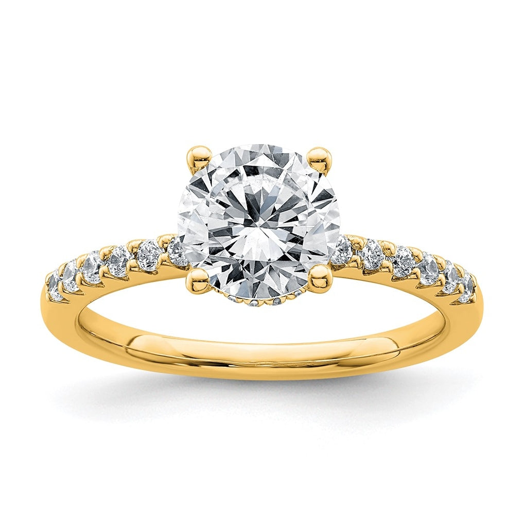14k Yellow Gold 1 3/4 carat Certified Lab Grown Diamond VS+ F+ Round Complete Engagement Ring