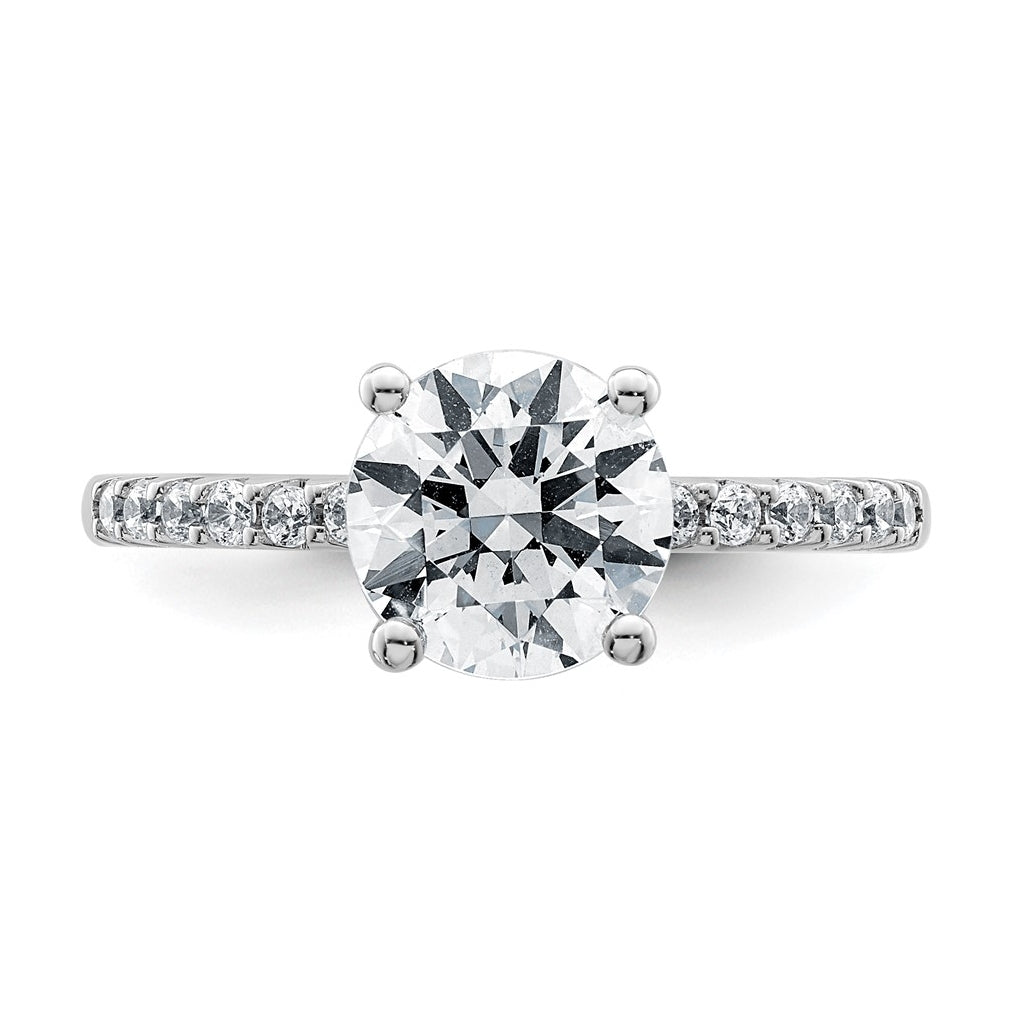 14k White Gold 2 1/4 carat Lab Grown Diamond VS+ F+ Round Complete Engagement Ring