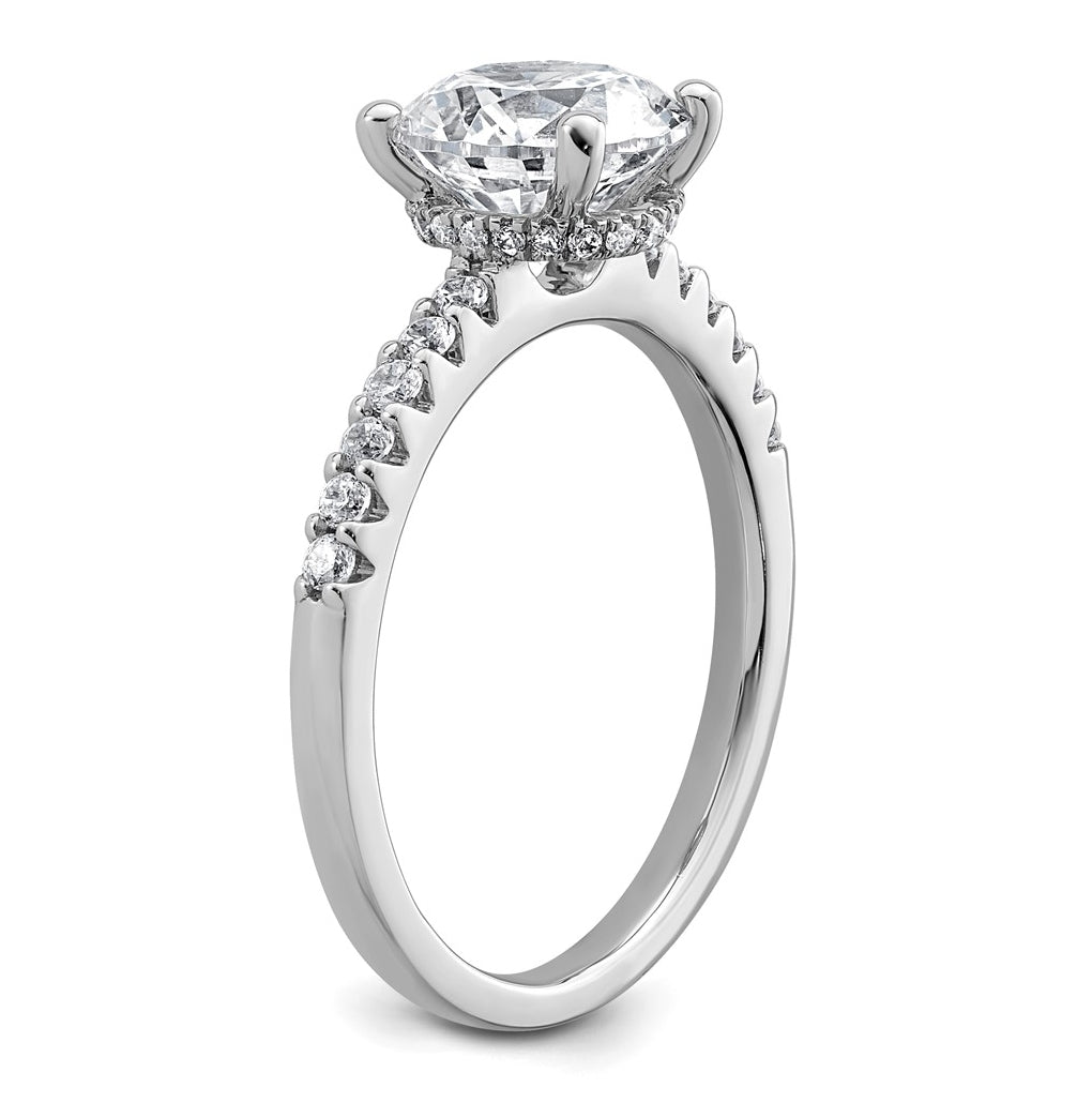 14k White Gold 2 1/4 carat Lab Grown Diamond VS+ F+ Round Complete Engagement Ring