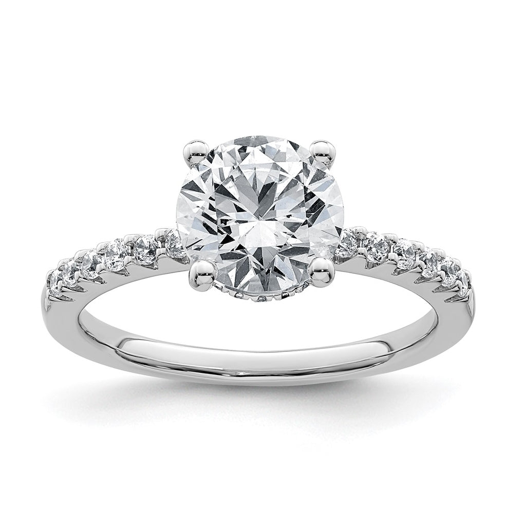 14k White Gold 2 1/4 carat Lab Grown Diamond VS+ F+ Round Complete Engagement Ring
