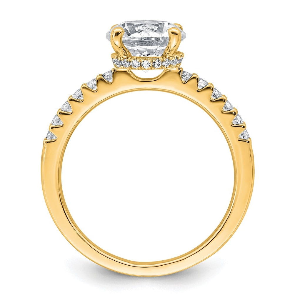 14k Yellow Gold 2 1/4 carat Lab Grown Diamond VS+ F+ Round Complete Engagement Ring
