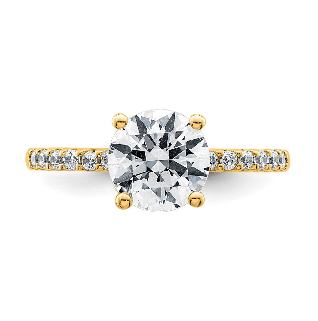 14k Yellow Gold 2 1/4 carat Lab Grown Diamond VS+ F+ Round Complete Engagement Ring