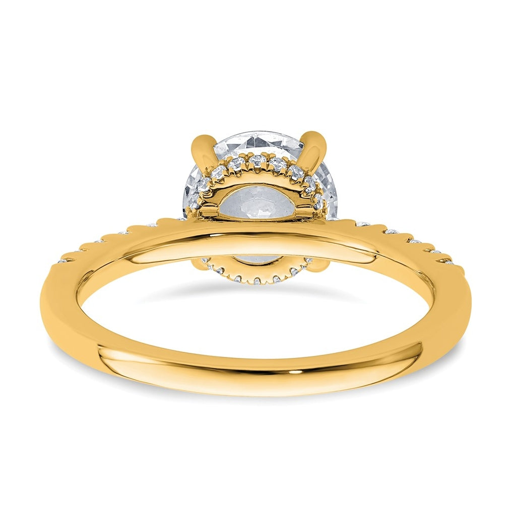 14k Yellow Gold 2 1/4 carat Lab Grown Diamond VS+ F+ Round Complete Engagement Ring