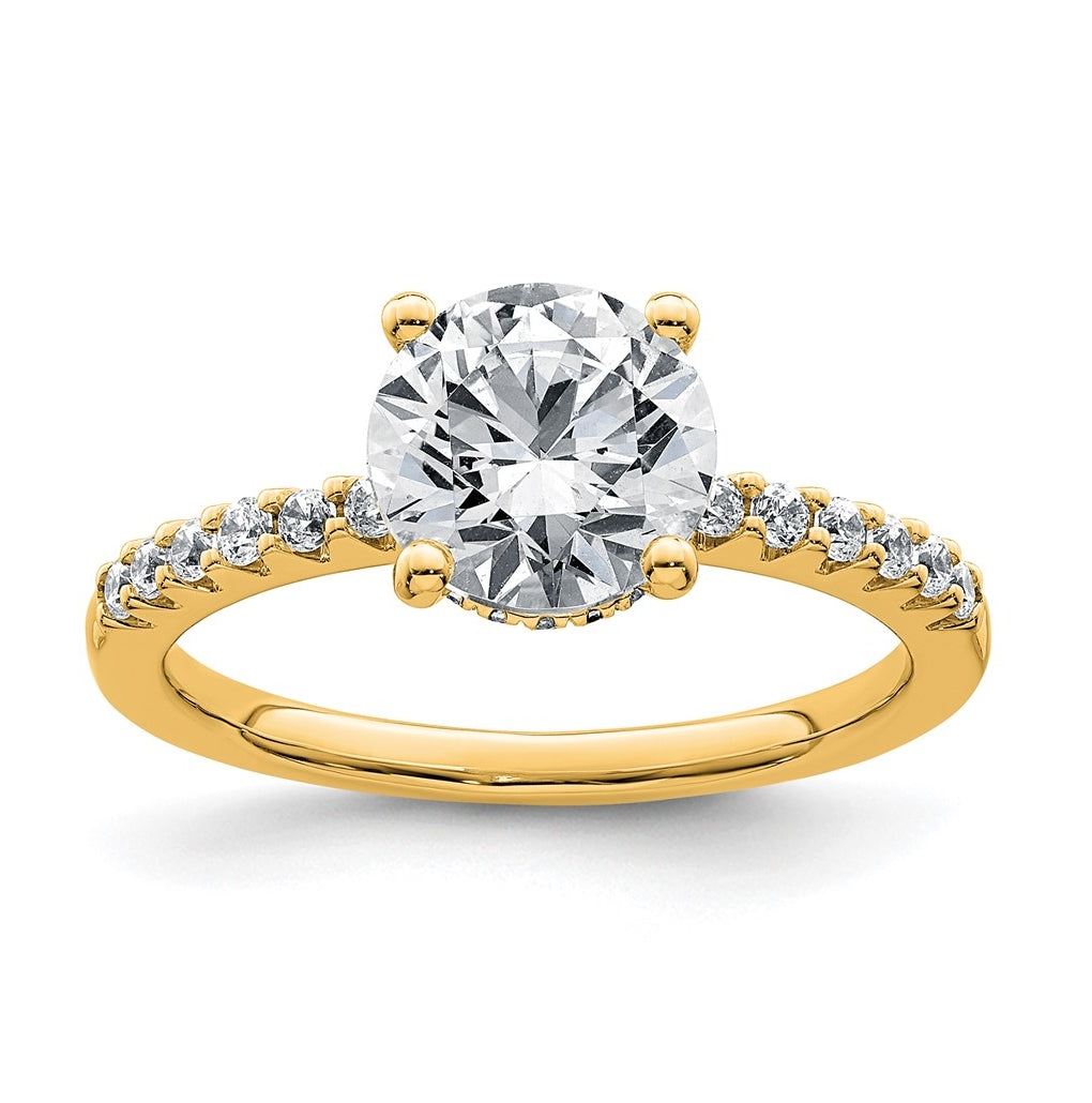 14k Yellow Gold 2 1/4 carat Certified Lab Grown Diamond VS+ F+ Round Complete Engagement Ring