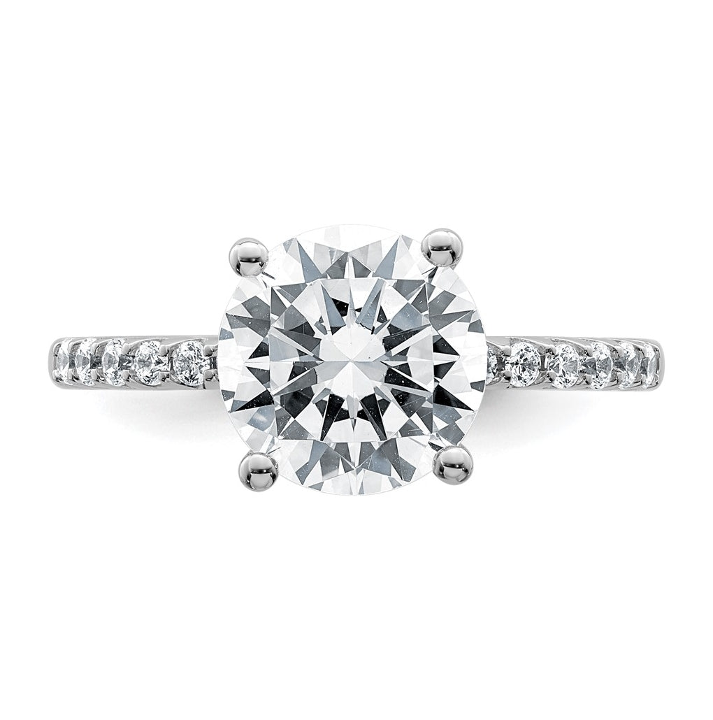 14k White Gold 2 3/4 carat Lab Grown Diamond VS+ F+ Round Complete Engagement Ring