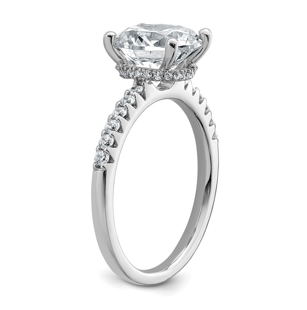 14k White Gold 2 3/4 carat Lab Grown Diamond VS+ F+ Round Complete Engagement Ring