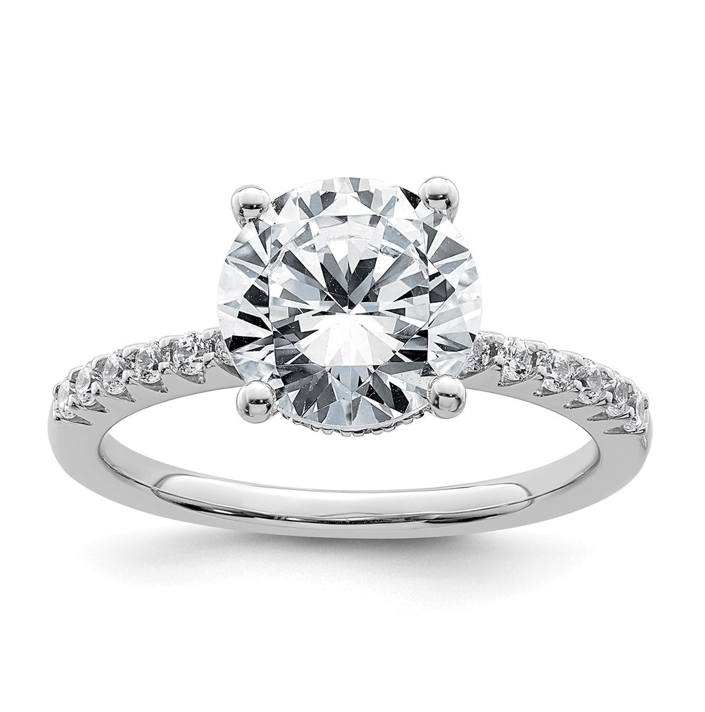 14k White Gold 2 3/4 carat Lab Grown Diamond VS+ F+ Round Complete Engagement Ring