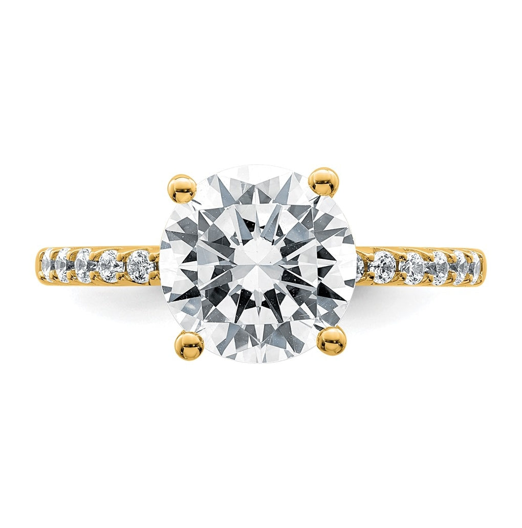 14k Yellow Gold 2 3/4 carat Lab Grown Diamond VS+ F+ Round Complete Engagement Ring