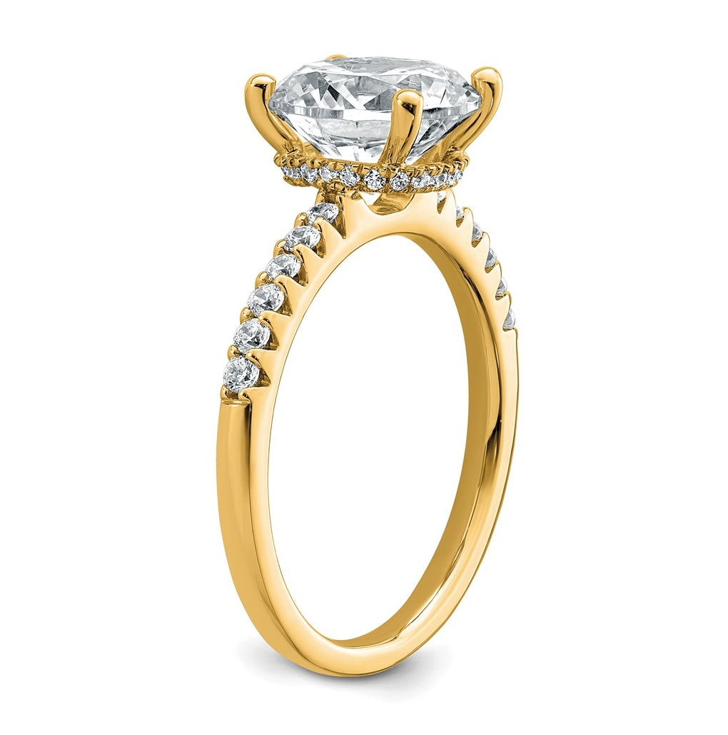 14k Yellow Gold 2 3/4 carat Lab Grown Diamond VS+ F+ Round Complete Engagement Ring