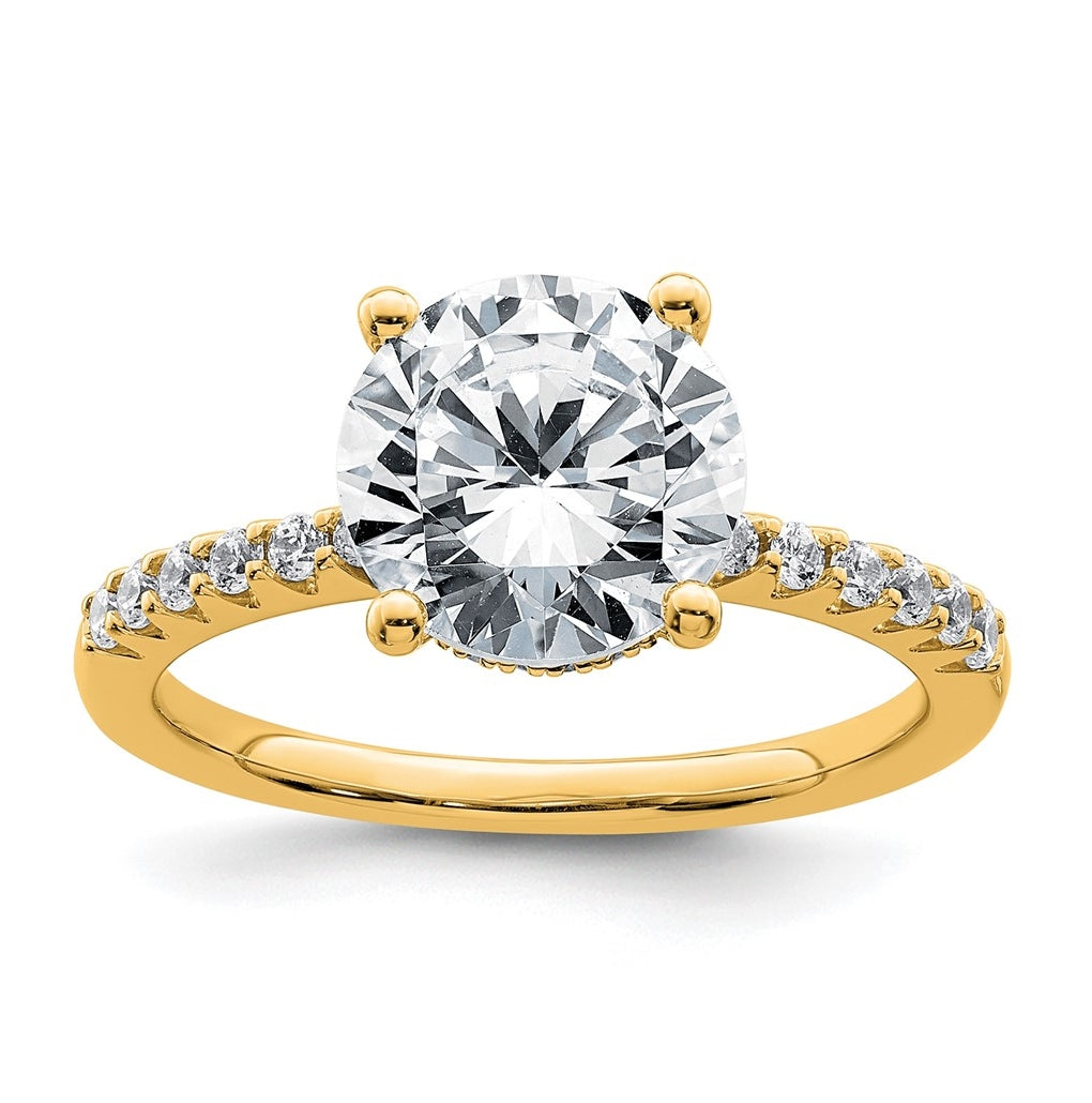 14k Yellow Gold 2 3/4 carat Lab Grown Diamond VS+ F+ Round Complete Engagement Ring