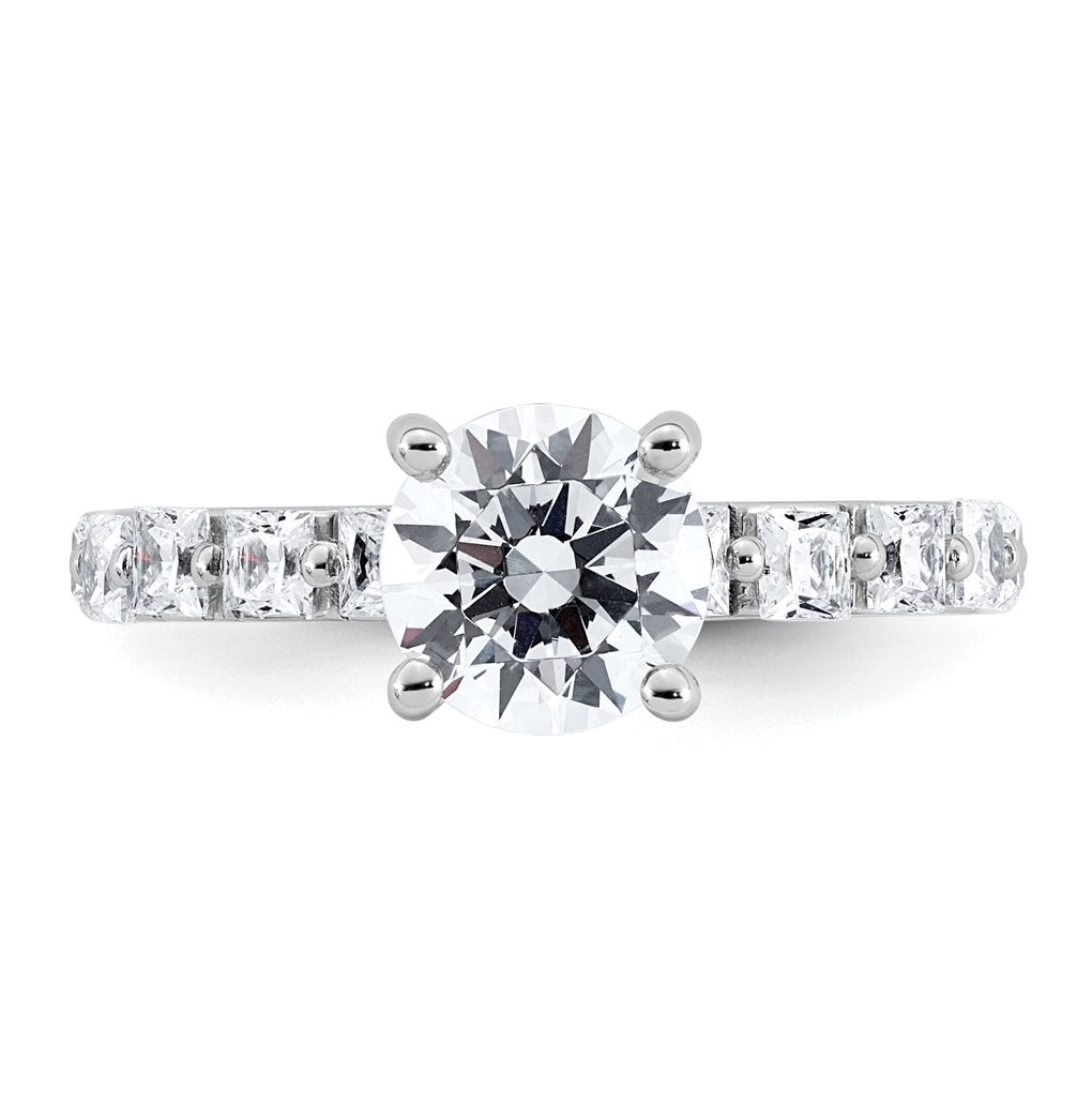 14k White Gold 2 1/2 carat Lab Grown Diamond VS+ F+ Round Complete Engagement Ring