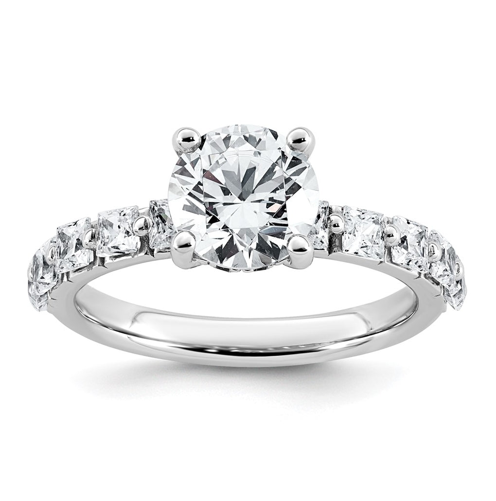 14k White Gold 2 1/2 carat Certified Lab Grown Diamond VS+ F+ Round Complete Engagement Ring