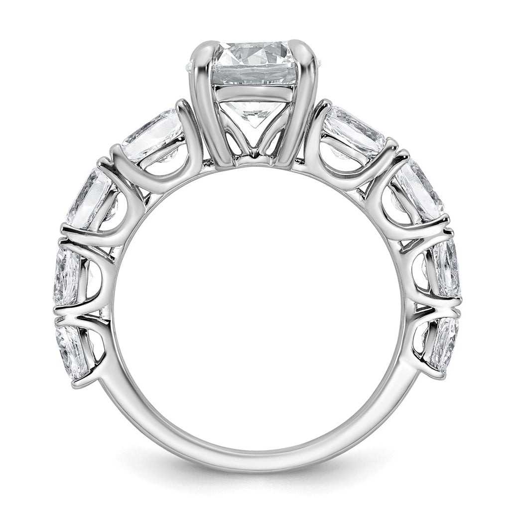 14k White Gold 3 3/4 Lab Grown Diamond VS+ F+ Round Complete Engagement Ring