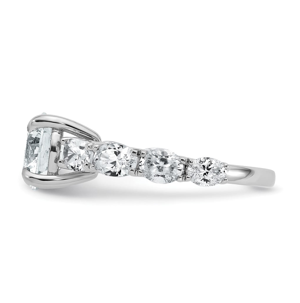 14k White Gold 3 3/4 Lab Grown Diamond VS+ F+ Round Complete Engagement Ring